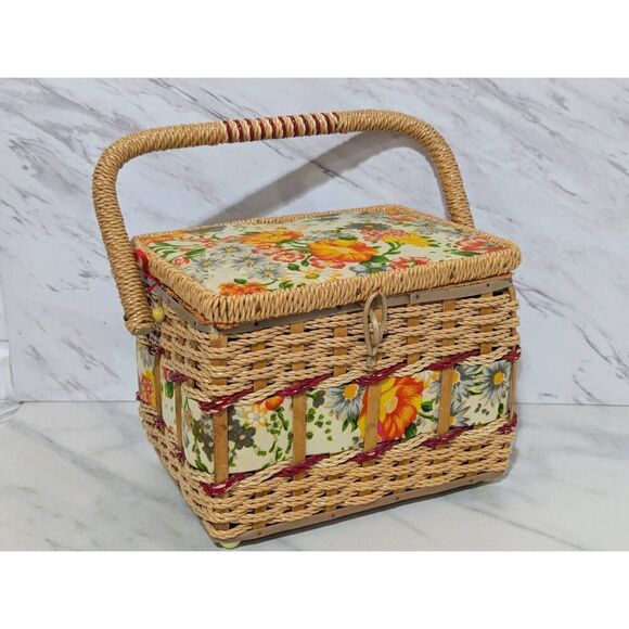 Vintage 60's Sewing Basket Booklet Denim Patches & 1lb. Vintage Buttons - Picture 1 of 12